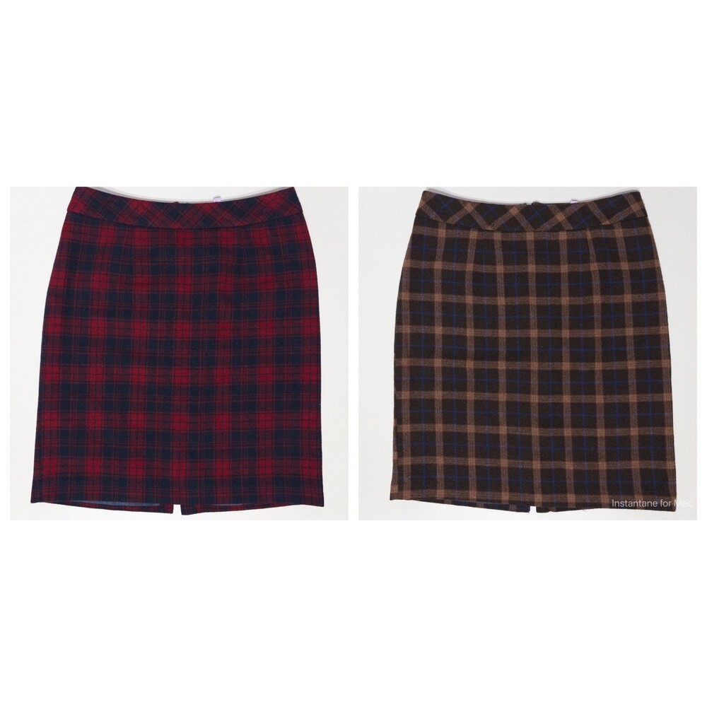 Lot of 2 Chadwicks of Boston Tartan Plaid Wool Blend Mini Skirts Women Size 10